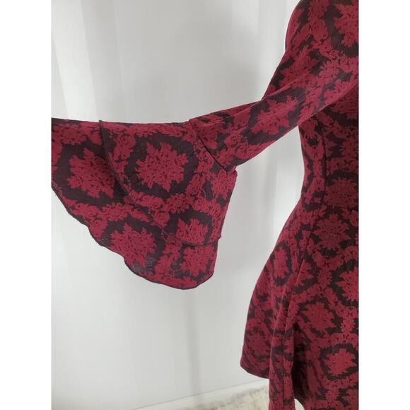 MY MICHELLE Women's Burgundy & Black Patterned Fit & Flare Dress Sz S - Picture 8 of 11